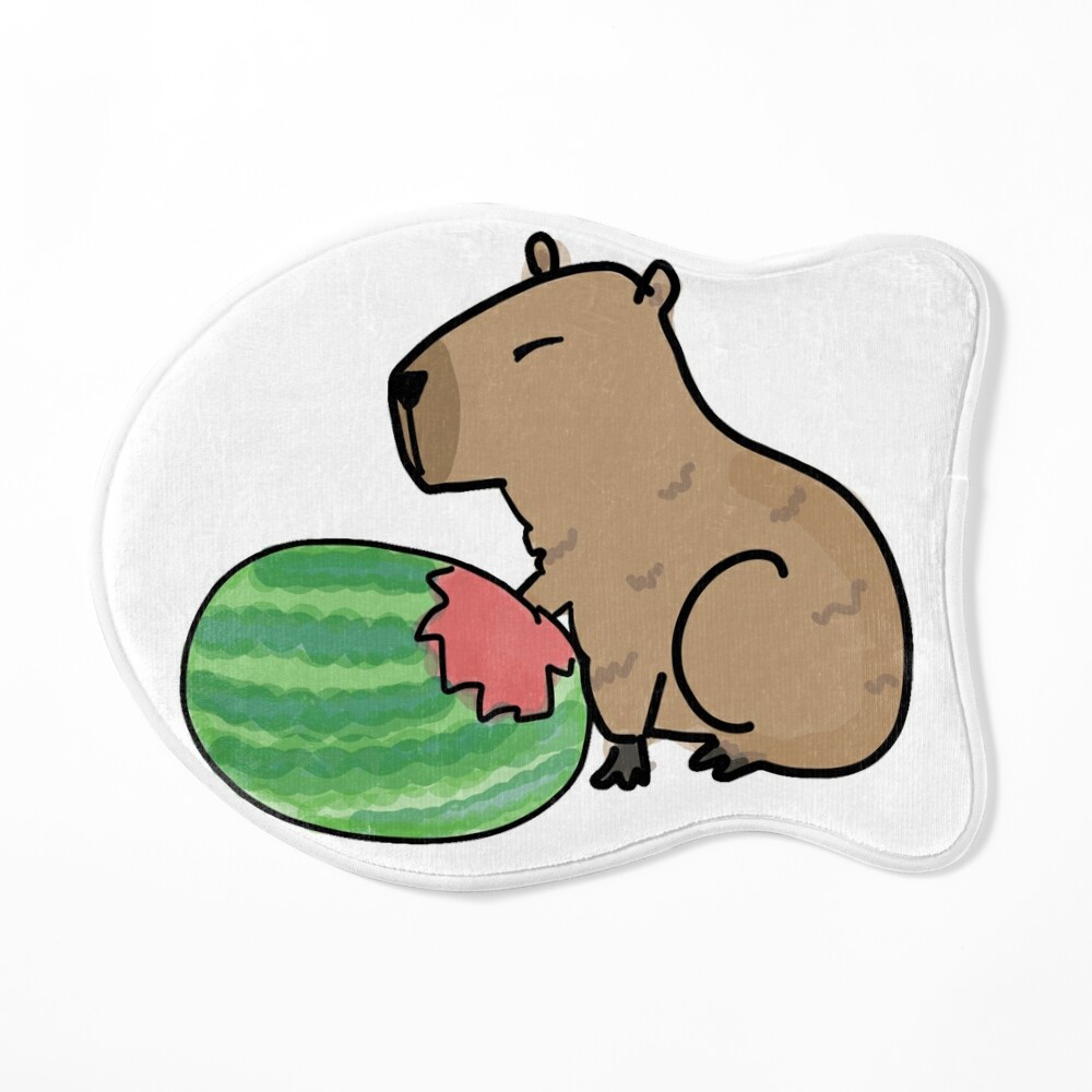 Capybara eating watermelon 