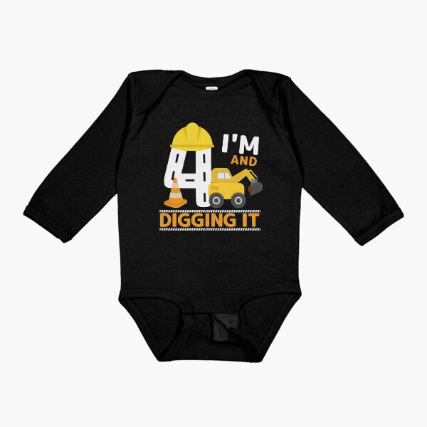 Item preview, Construction Theme Kids Party - Im 4 and Digging It - 4 Years Old 4th Birthday Gift - Excavator  designed and sold by GlazifiedArts.