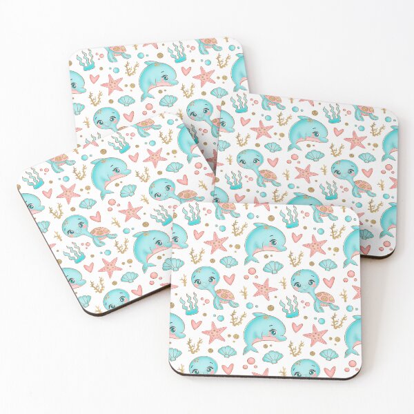 Item preview, Cute Dolphins And Turtles Seamless Print - For a child, children's decorating print. designed and sold by Wentoo.