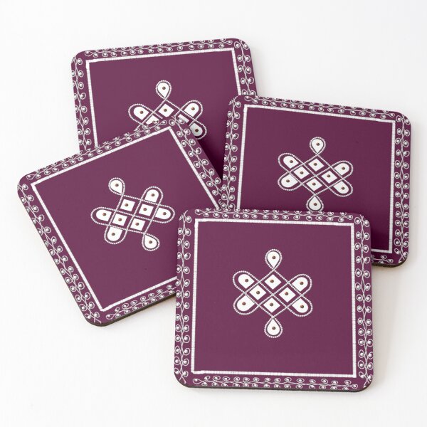 Item preview,  Dot kolam/muggu/sikku kolam -purple tile designed and sold by ShreecreatE.