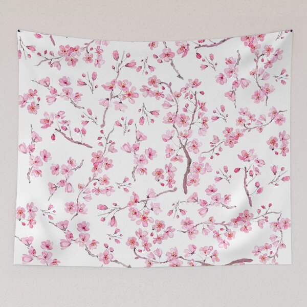 Item preview, pink cherry blossom flowers pattern watercolor hand painted  designed and sold by ColorandColor.