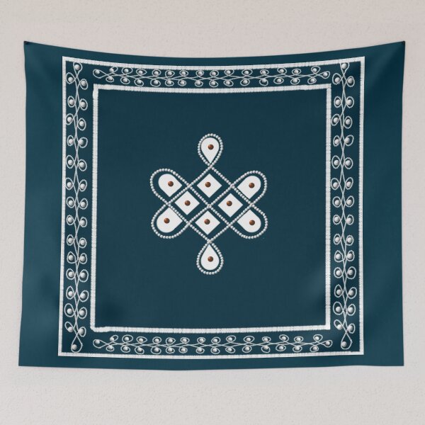 Item preview, Dot kolam/muggu/sikku kolam -Blue tile designed and sold by ShreecreatE.