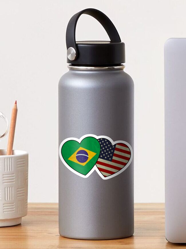 Brazilian American Couple Heart Love Flag Valentines Day Sticker for Sale  by RetroStyle247