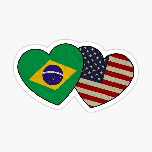 brazil flag in a shape of heart. Icon flat heart symbol of love on