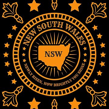 Artwork thumbnail, New South Wales Map Motto - Newly Risen How Brightly You Shine - NSW Australia States by Ranggasme