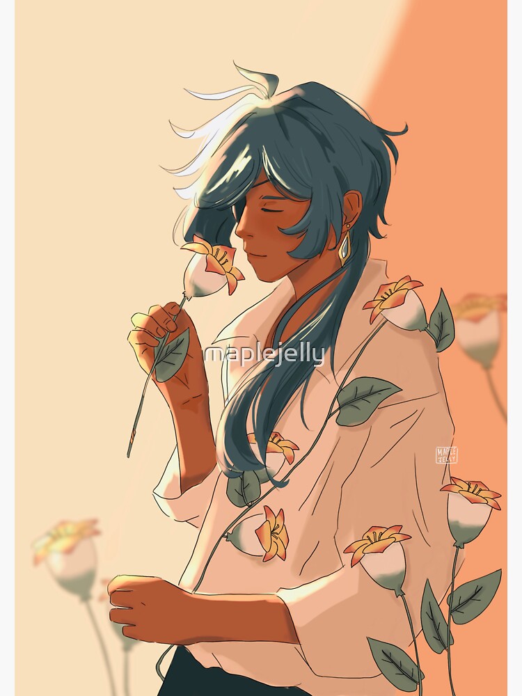 "Kaeya Genshin Impact Calla Lilies " Sticker for Sale by maplejelly