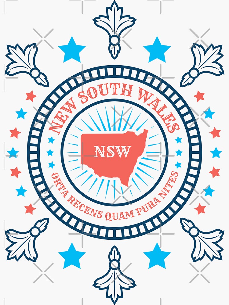 Thumbnail 3 of 3, Sticker, New South Wales Map Motto - Multicolor NSW Australia States designed and sold by Ranggasme.