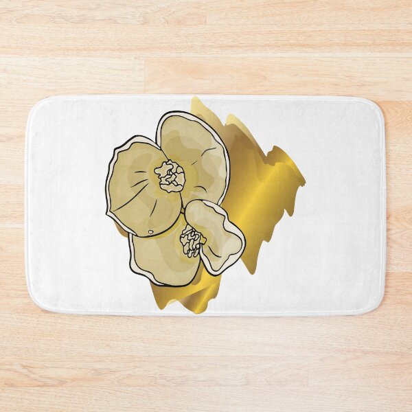 Item preview, Golden tropical flowers on abstract spots of golden color designed and sold by Anastasiia Yurevych.