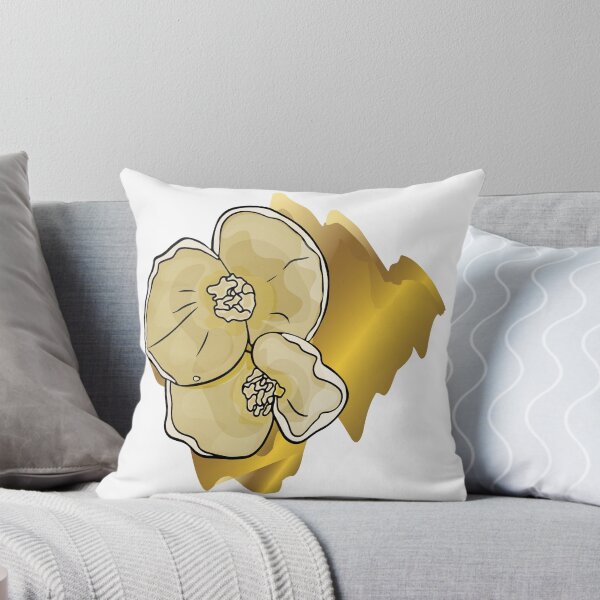 Artikelvorschau, Goldene tropische Blumen auf abstrakten Flecken von goldener Farbe entworfen und verkauft von Anastasiia Yurevych.