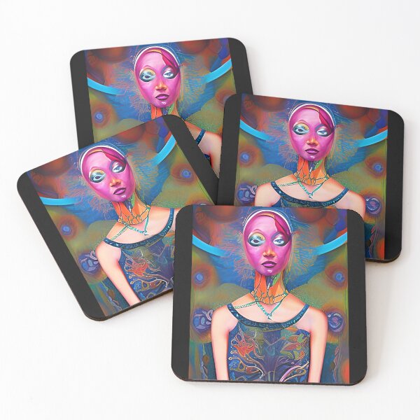 Item preview, Abstract portrait of young woman. Fantasy woman protrait. Colorful blue and red colors. As prints, on canvas, or large posters. Wall decor for your home. Many print size options.  designed and sold by JoelsCorner.