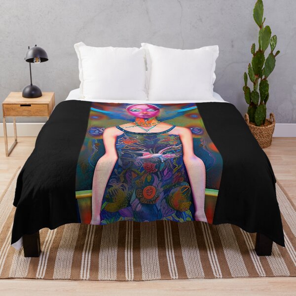 Item preview, Abstract portrait of young woman. Fantasy woman protrait. Colorful blue and red colors. As prints, on canvas, or large posters. Wall decor for your home. Many print size options.  designed and sold by JoelsCorner.