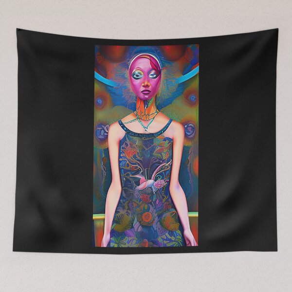 Item preview, Abstract portrait of young woman. Fantasy woman protrait. Colorful blue and red colors. As prints, on canvas, or large posters. Wall decor for your home. Many print size options.  designed and sold by JoelsCorner.