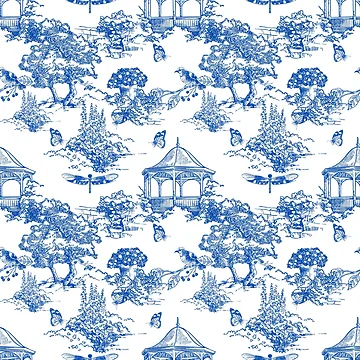 Artwork thumbnail, Blue Toile pattern by Print-Designs