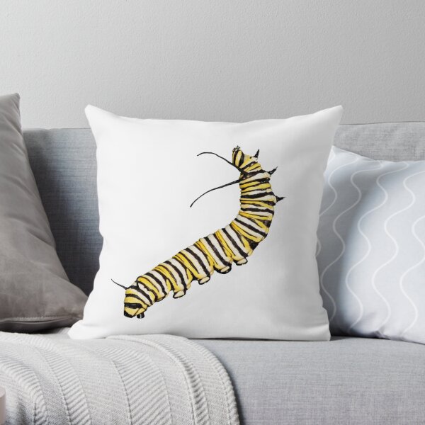 Monarch Butterfly Caterpillar (Danaus plexippus) Throw Pillow