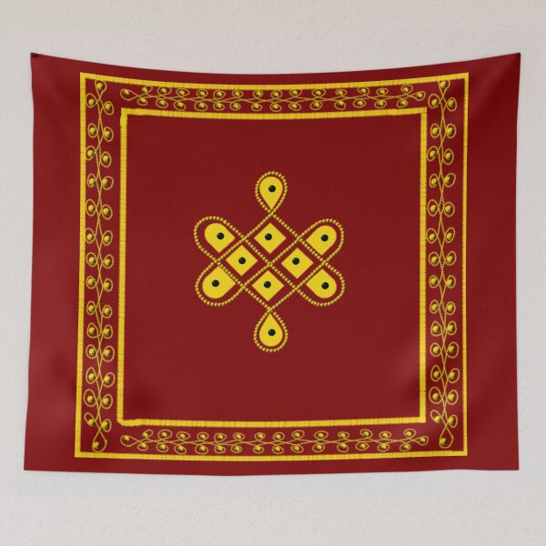 Item preview,  kolam/muggu/sikku kolam -Maroon tile designed and sold by ShreecreatE.