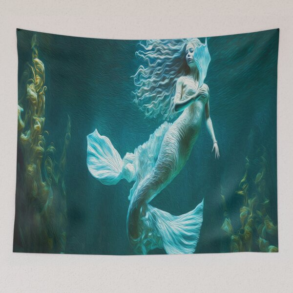 Item preview, Beautiful Mermaid  Sea Underwater Oil Painting designed and sold by Trendy Valley .