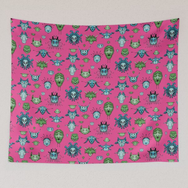 Item preview, Monster Faces Pink Background designed and sold by Josslyn Hagen.