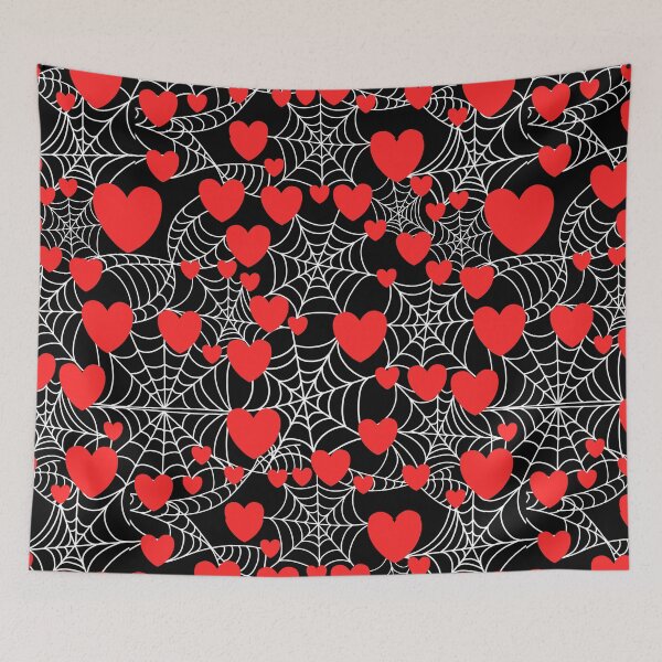 Item preview, Spiderwebs and hearts dark background large scale designed and sold by Rosefurn.