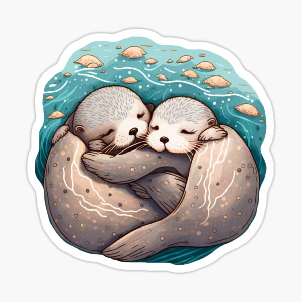 Artikel-Vorschau von Niedliche Otter umarmen sich - Bedeutende Otter, designt und verkauft von stickertopic.