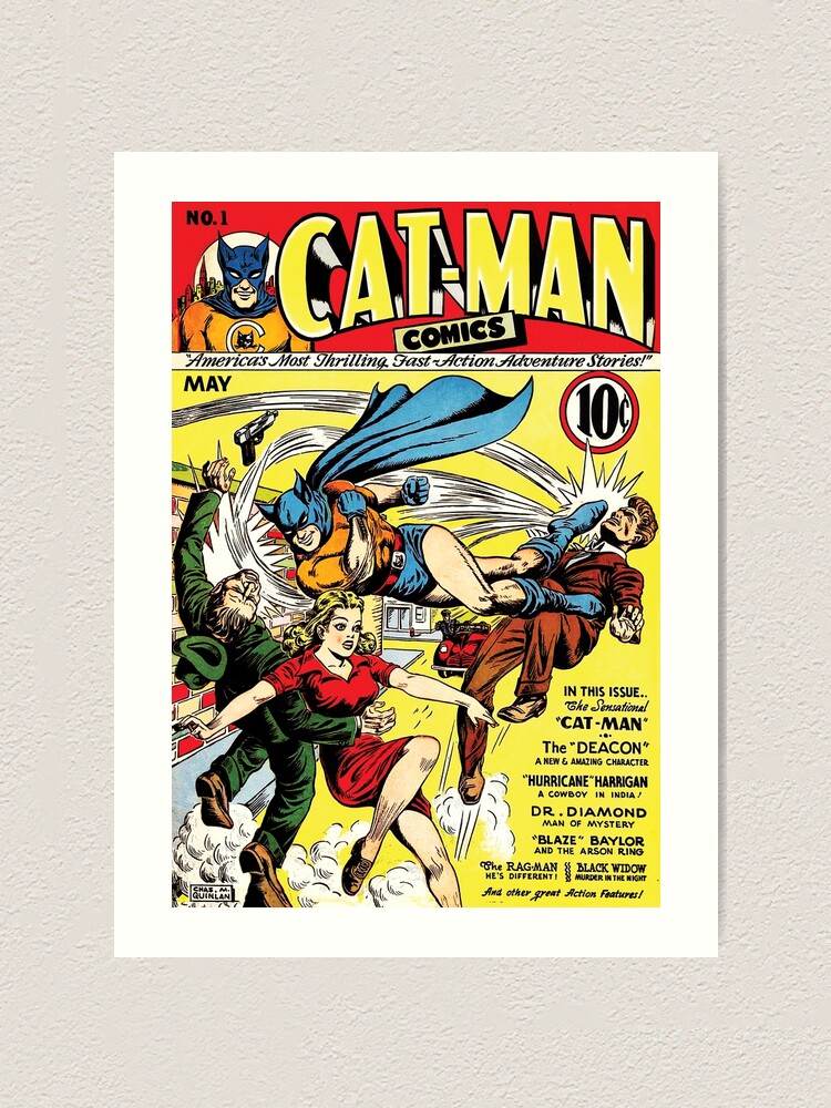 Cat-Man Comics Vol.30 1940's Superhero Comic Cover Art Print for Sale by  AllTheFaeThings