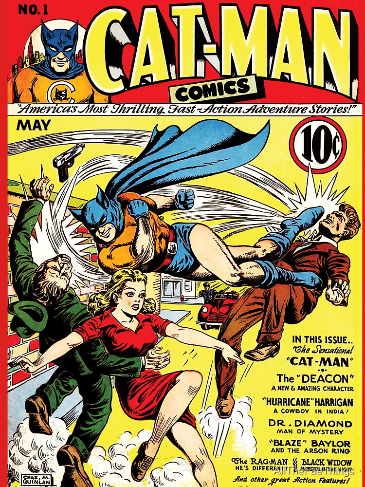 Cat-Man Comics Vol.10 1940's Superhero Comic Cover | Art Print