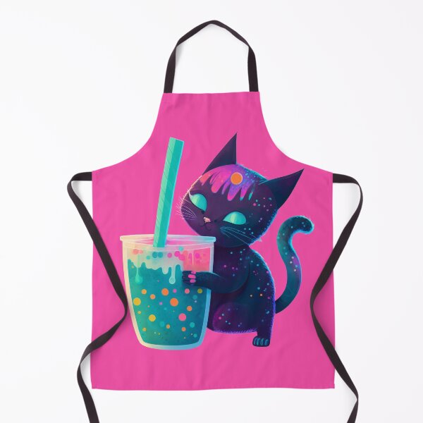 Item preview, Black cat sipping boba designed and sold by LiliD.