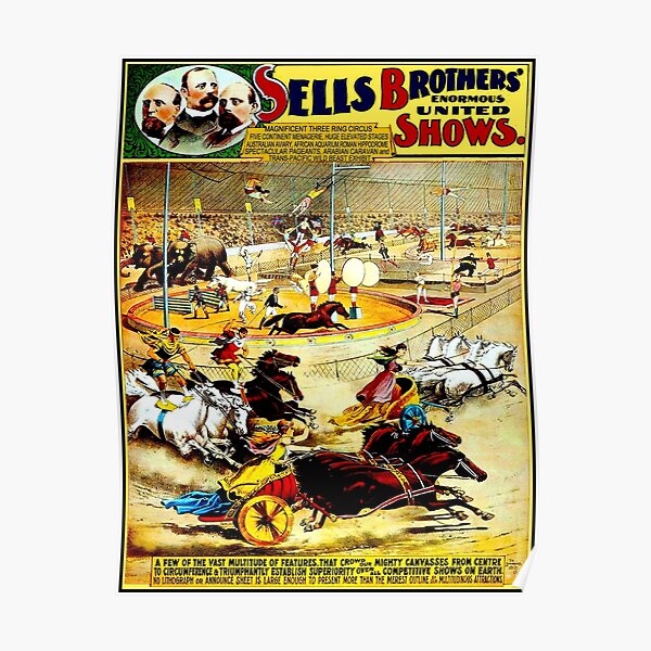 Sells Brothers Vintage 1898 Circus Advertising Print Poster For Sale By Posterbobs Redbubble 