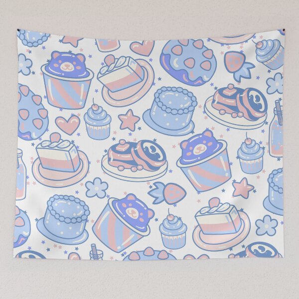 Item preview, South Korean Doodled Cafe (white-blue) designed and sold by Dorina Larsdotter.