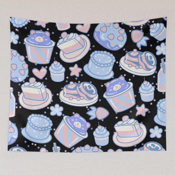 Item preview, South Korean Doodled Cafe (black-blue) designed and sold by Dorina Larsdotter.