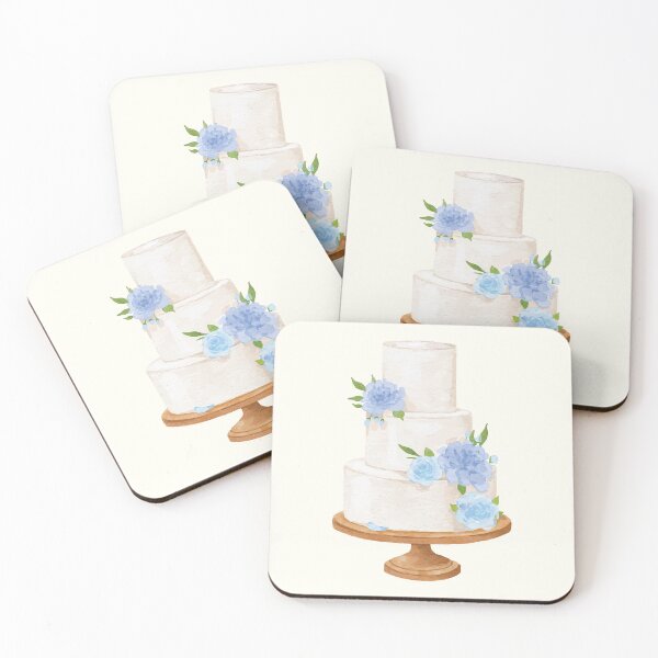 Item preview, Minimalist White and Blue Floral Three Tier Wedding Cake designed and sold by Alicia Chee.