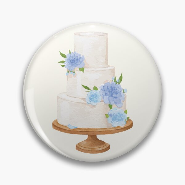 Item preview, Minimalist White and Blue Floral Three Tier Wedding Cake designed and sold by Alicia Chee.
