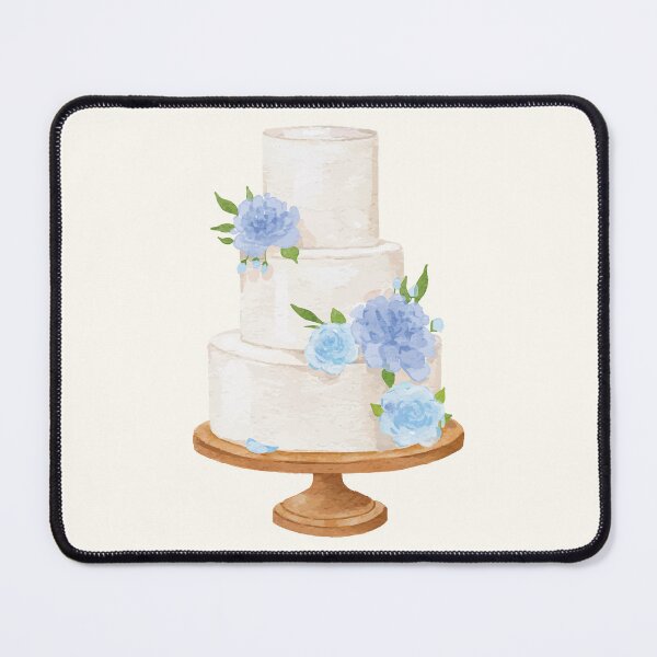 Item preview, Minimalist White and Blue Floral Three Tier Wedding Cake designed and sold by Alicia Chee.