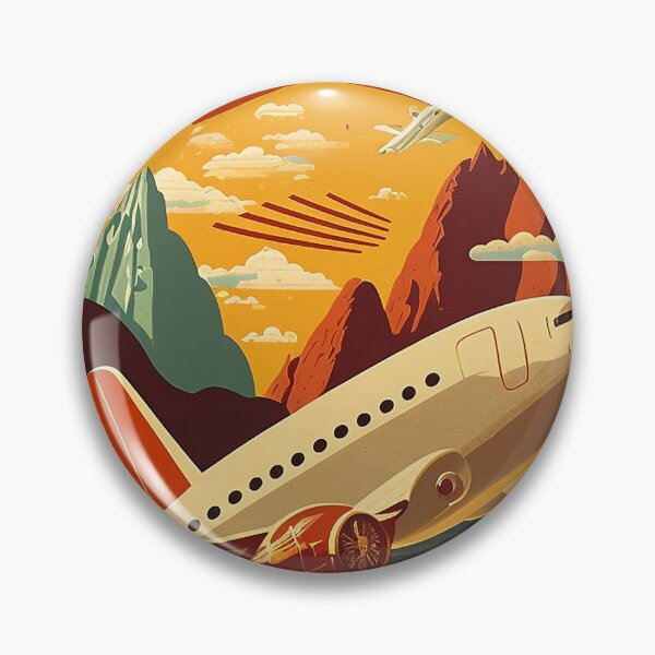 Item preview, Red & White Plane Vintage Travel Poster designed and sold by OldTravelArt.