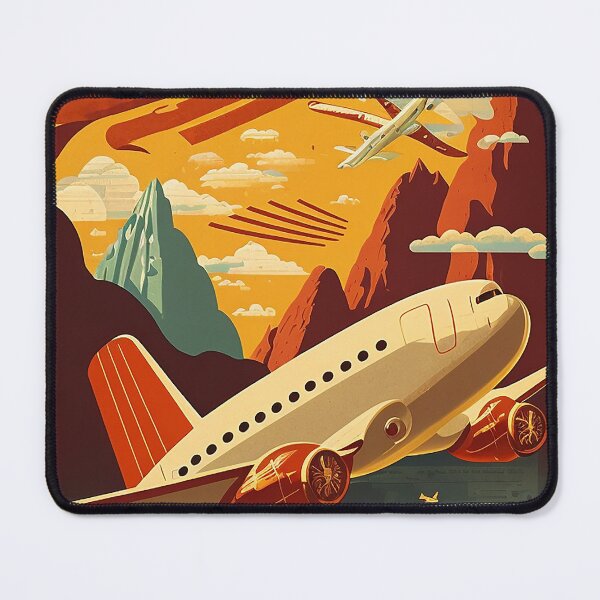 Item preview, Red & White Plane Vintage Travel Poster designed and sold by OldTravelArt.