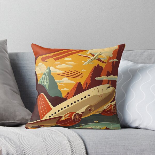 Item preview, Red & White Plane Vintage Travel Poster designed and sold by OldTravelArt.