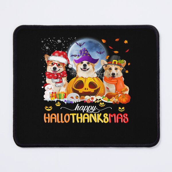 Item preview, Happy Hallothanksmas Cute Corgi Pumpkin Maple Leaf Santa Hat479 designed and sold by thrivance66.