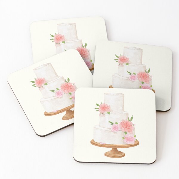 Item preview, Minimalist White and Pink Floral Three Tier Wedding Cake designed and sold by Alicia Chee.