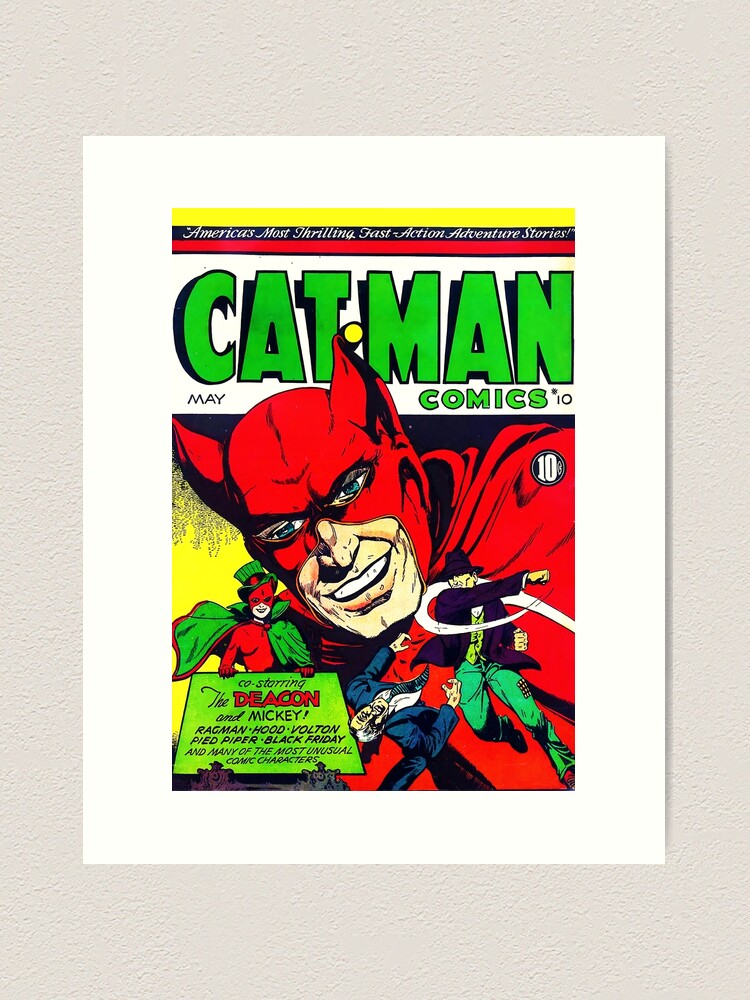 Cat-Man Comics Vol.30 1940's Superhero Comic Cover Art Print for Sale by  AllTheFaeThings