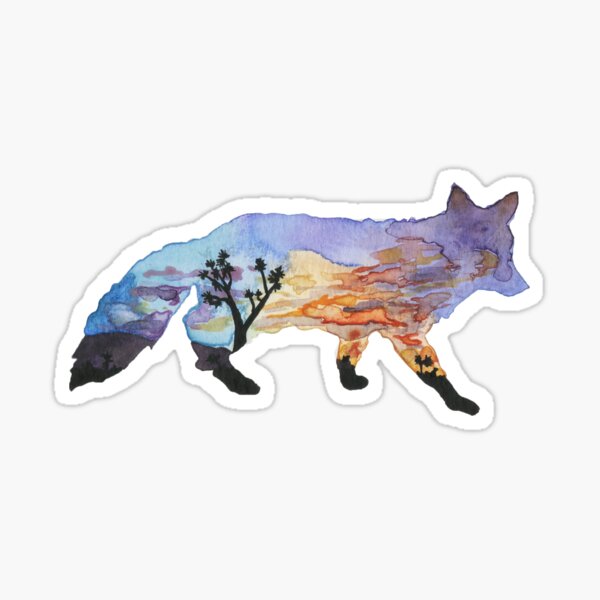 Fox Silhouette - Joshua Tree National Park California Sticker
