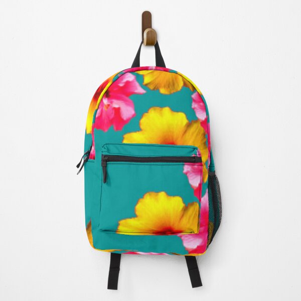Item preview, TROPICAL YELLOW-PINK HIBISCUS TEAL DESIGN ART designed and sold by sharlesart.