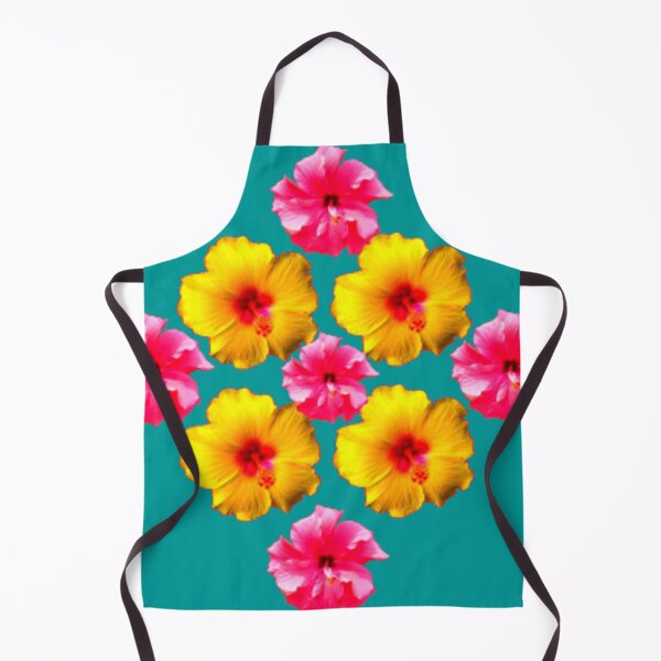 Item preview, TROPICAL YELLOW-PINK HIBISCUS TEAL DESIGN ART designed and sold by sharlesart.