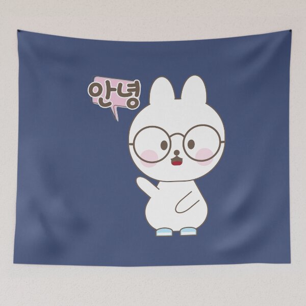 Item preview, Cute bunny say hello in Korean (Annyeong) designed and sold by Kimchi-style-.