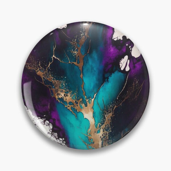 Item preview, Splash of paint "Aureate Surge" - Gold Purple and Teal Abstract Alcohol Ink Art designed and sold by inkvestor.
