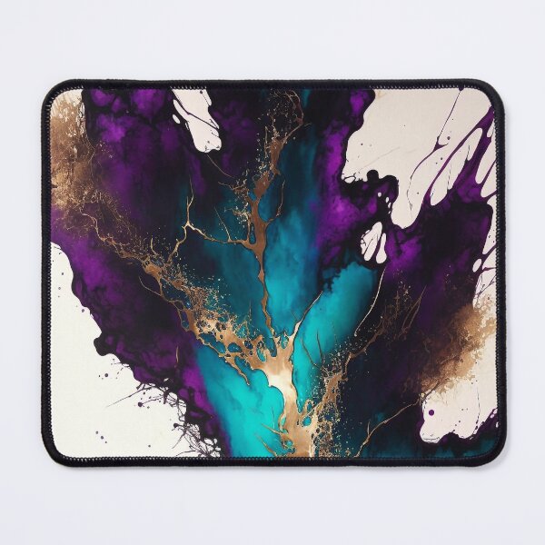 Item preview, Splash of paint "Aureate Surge" - Gold Purple and Teal Abstract Alcohol Ink Art designed and sold by inkvestor.