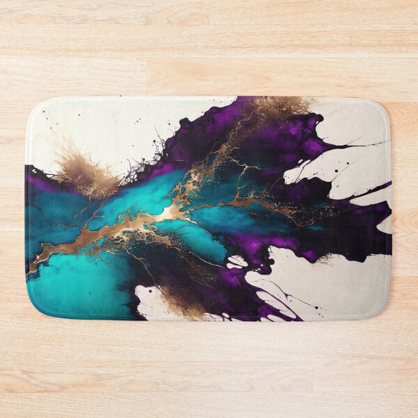 Item preview, Splash of paint "Aureate Surge" - Gold Purple and Teal Abstract Alcohol Ink Art designed and sold by inkvestor.