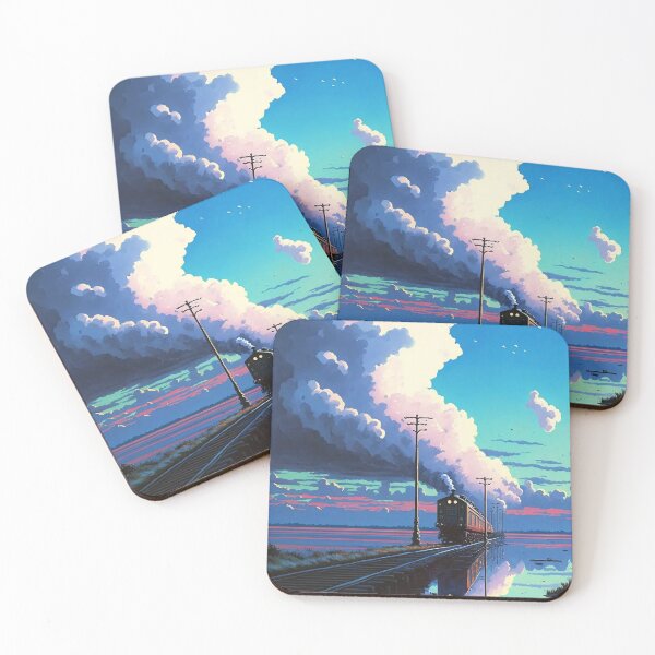 Item preview, Retro Anime Style Night View Old Japanese Train designed and sold by KaPrints.