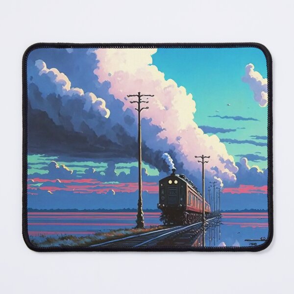 Item preview, Retro Anime Style Night View Old Japanese Train designed and sold by KaPrints.