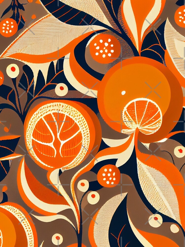 Aperçu 5 sur 5. Robe trapèze avec l'œuvre Exotic Orange Anime Scandinavian Pattern Digital Painting créée et vendue par CodeAndColors.