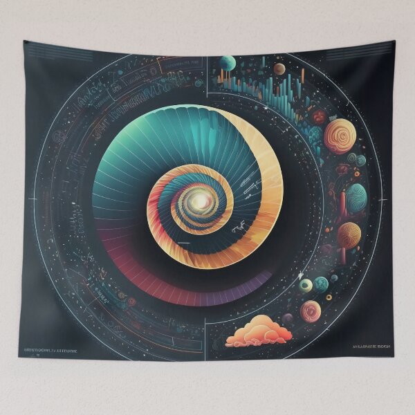 Item preview, Sacred Fibonacci Style Spiral Infographic Colourful Abstract  designed and sold by RAGANADesign.