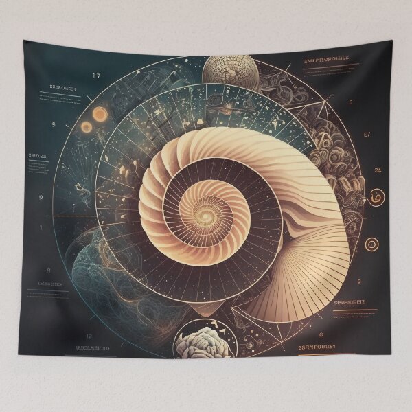 Item preview, Sacred Fibonacci Style Spiral Infographic Colourful Abstract  designed and sold by RAGANADesign.